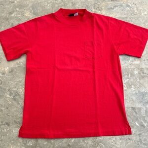 Vintage 1990s Lands’ End Red Pocket T Shirt USA Made L 21.5x28